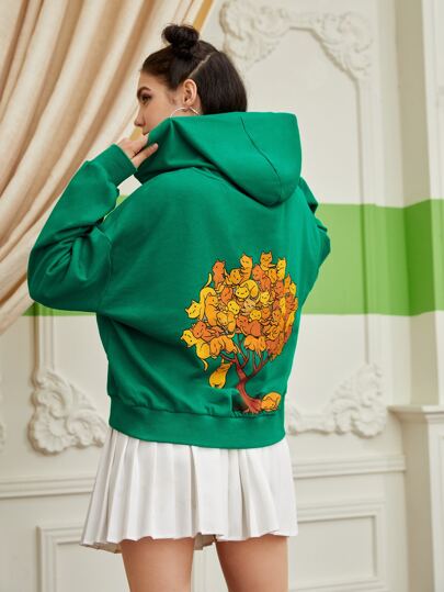 SHEIN X Tobefonseca Cartoon Graphic Drop Shoulder Hoodie