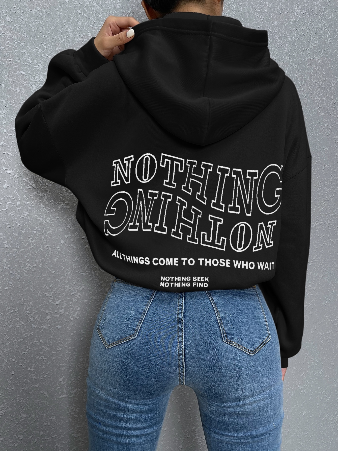 Slogan Graphic Drop Shoulder Hoodie