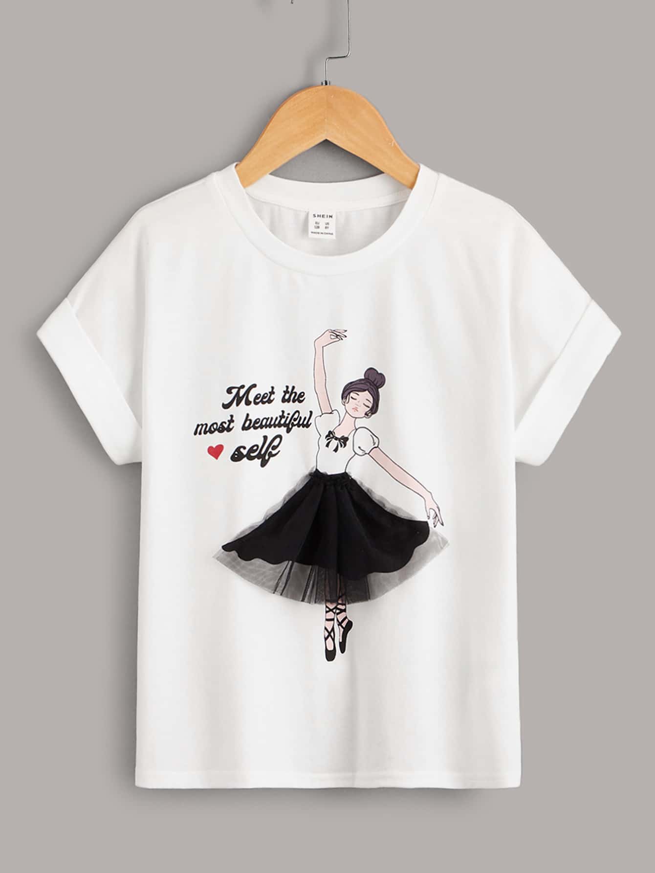 SHEIN Top slogan e con stampa figura arrotolato