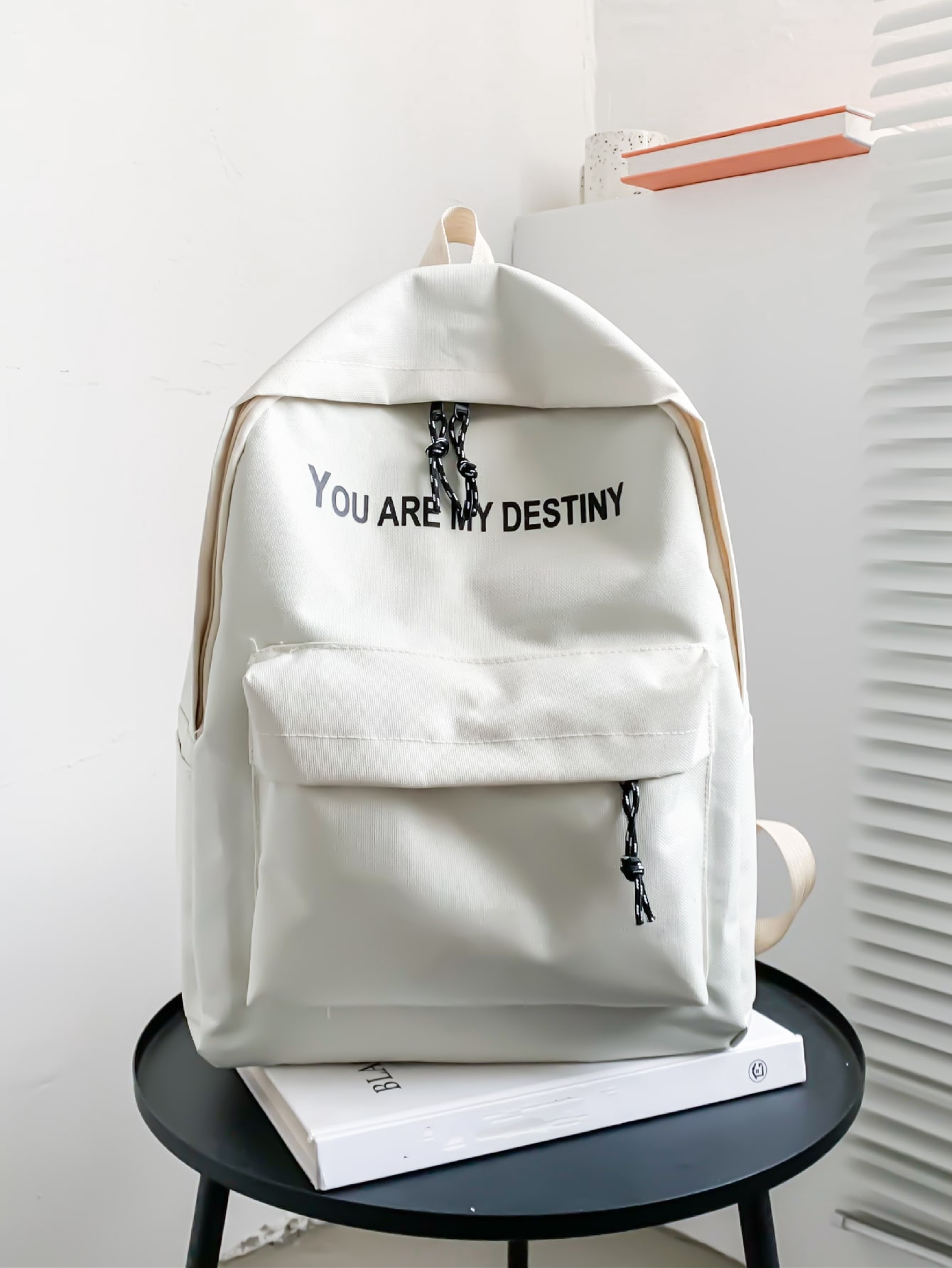 Letter Graphic Pocket Front Backpack