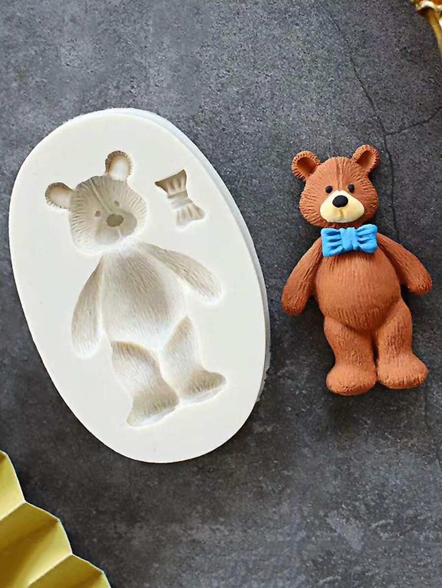 1pc Bear Shaped Silicone Mold 3D Bear Silicone Fondant Molds, Bear Candy Chocolate Molds for DIY Cake Fondant Cookie Cupcake Cake Topper Decoration Desserts Handmade Crystal Sugar Crafts for Baby Shower Party