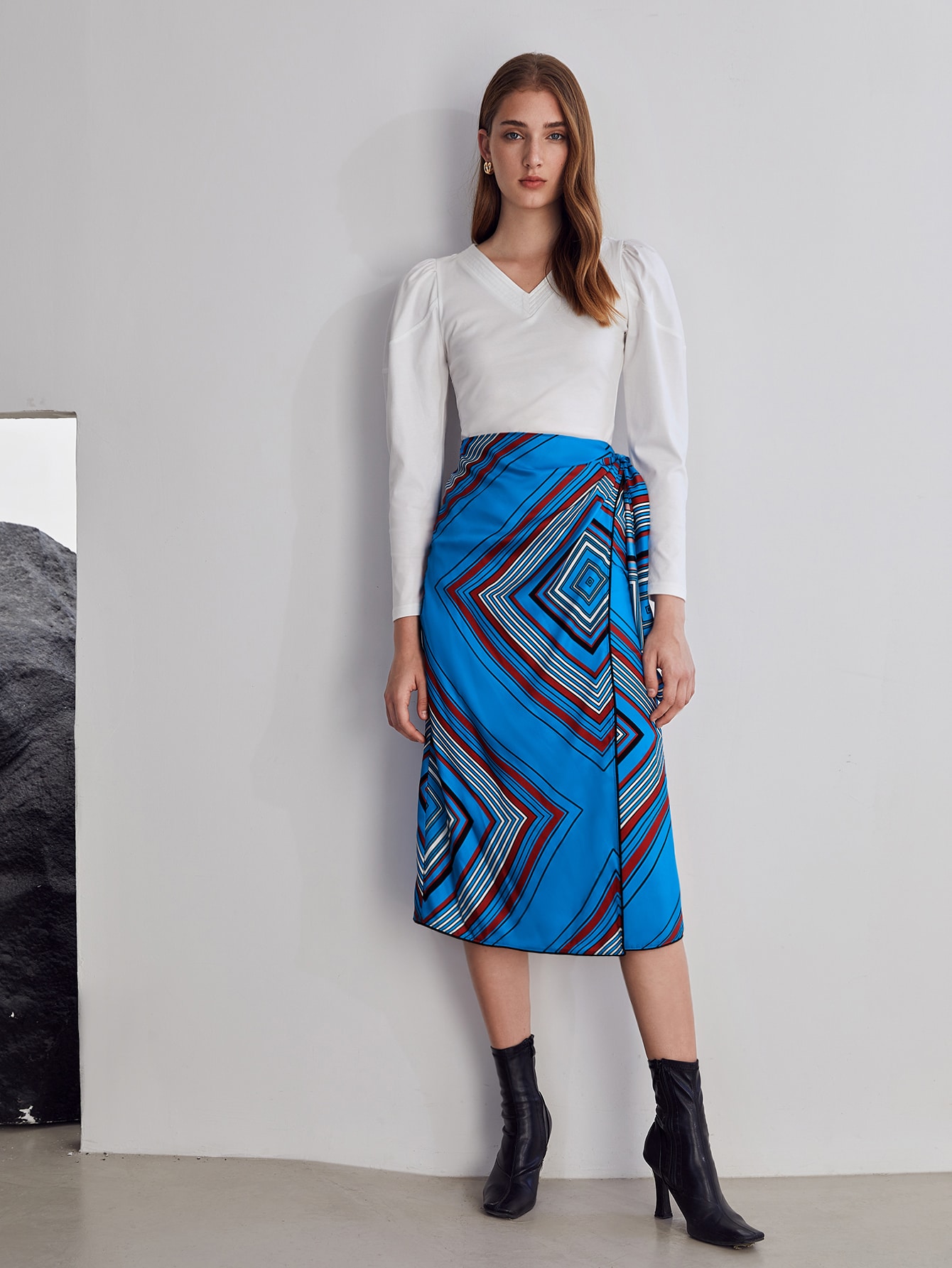 SCARF PRINT WRAP SKIRT｜Motf
