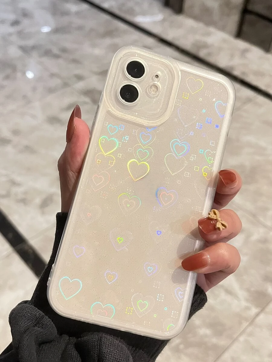 Clear Phone Case With Heart Laser Paper Compatible With IPhone 11,IPhone 13,IPhone 14 Pro Max