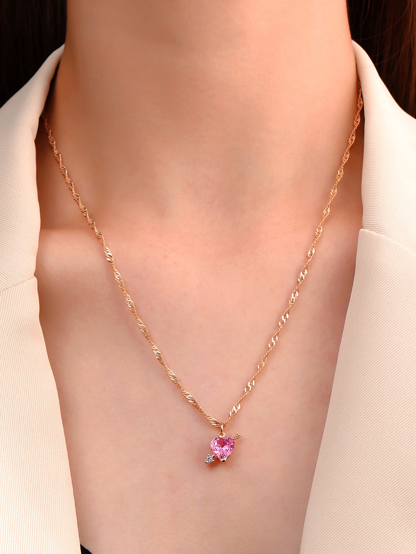 Zircon Heart Pendant Necklace