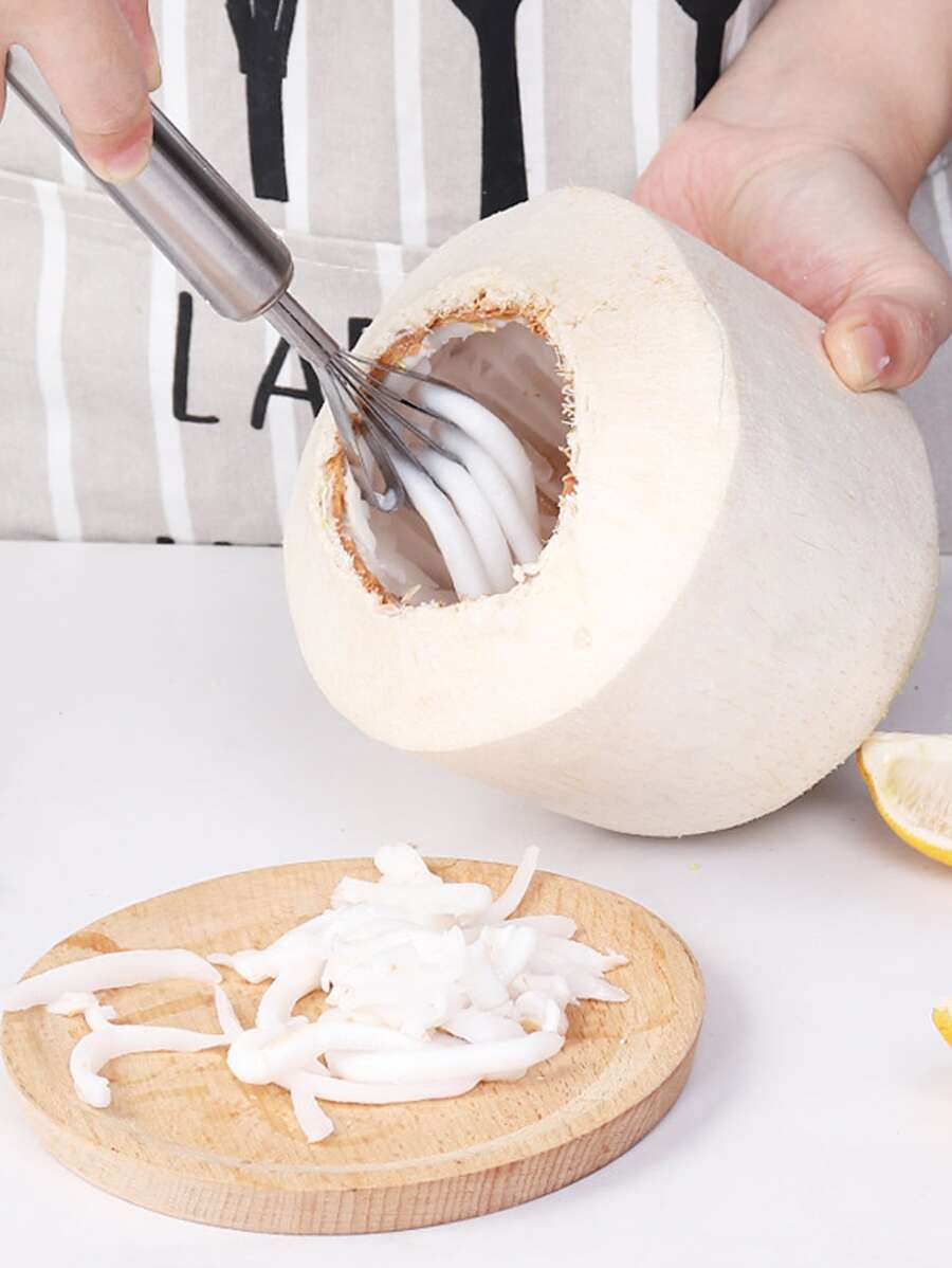 1pc Multifunction Stainless Steel Coconut Scraper, Silver Multifunction Melon Slicer For Kitchen