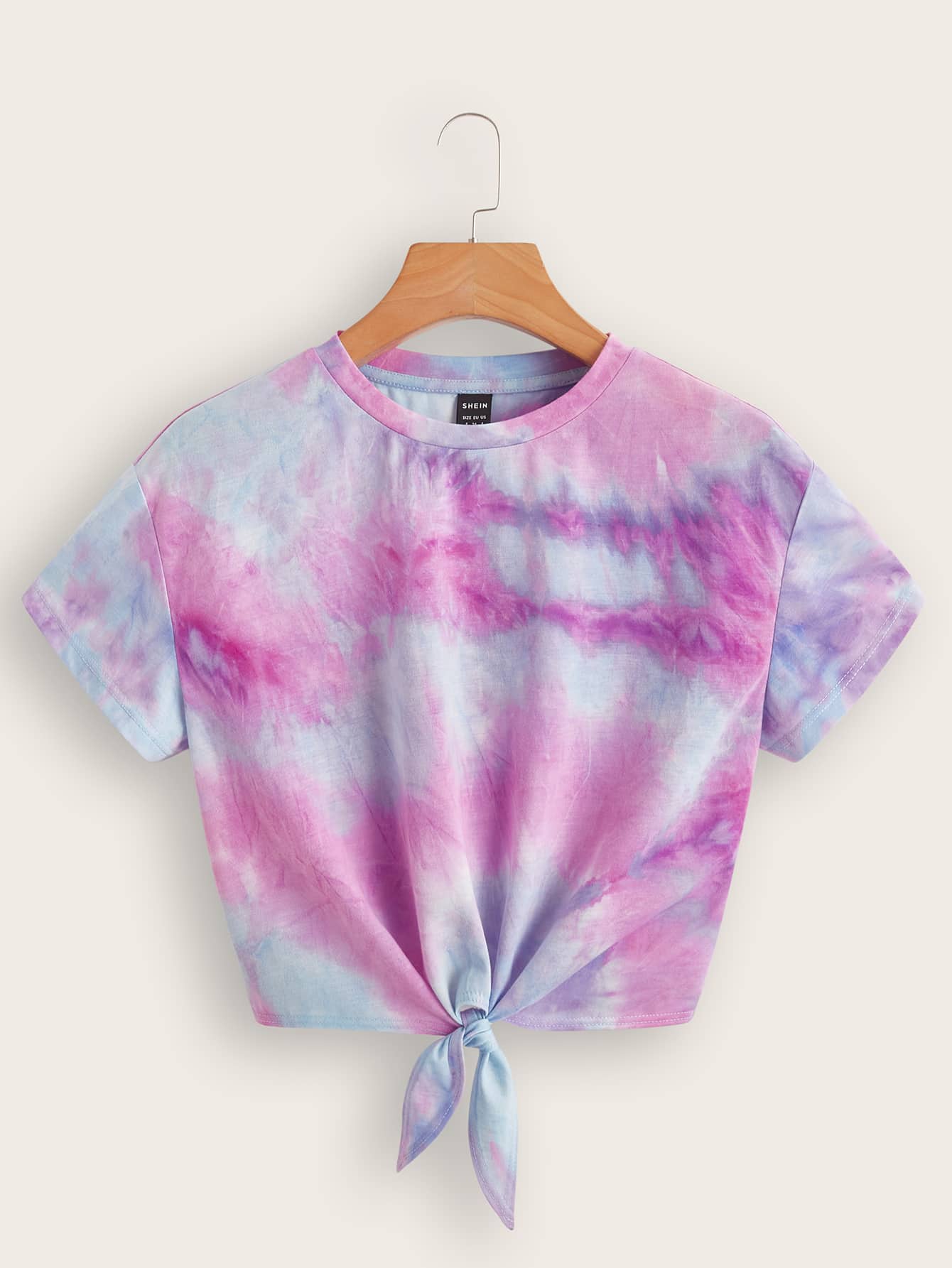 SHEIN Футболка с узлом с принтом тай-дай