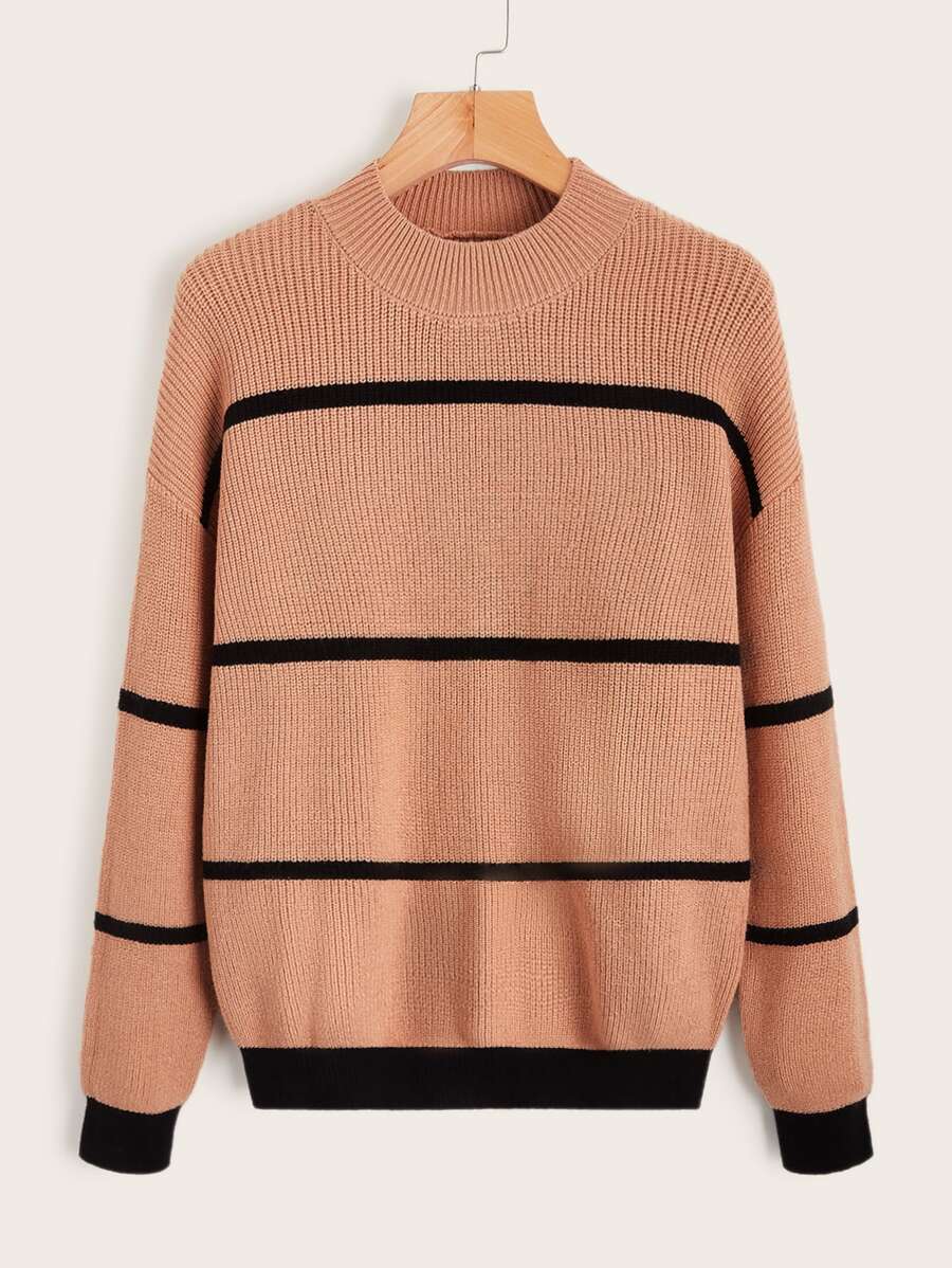 ROMWE Striped Drop Shoulder Sweater