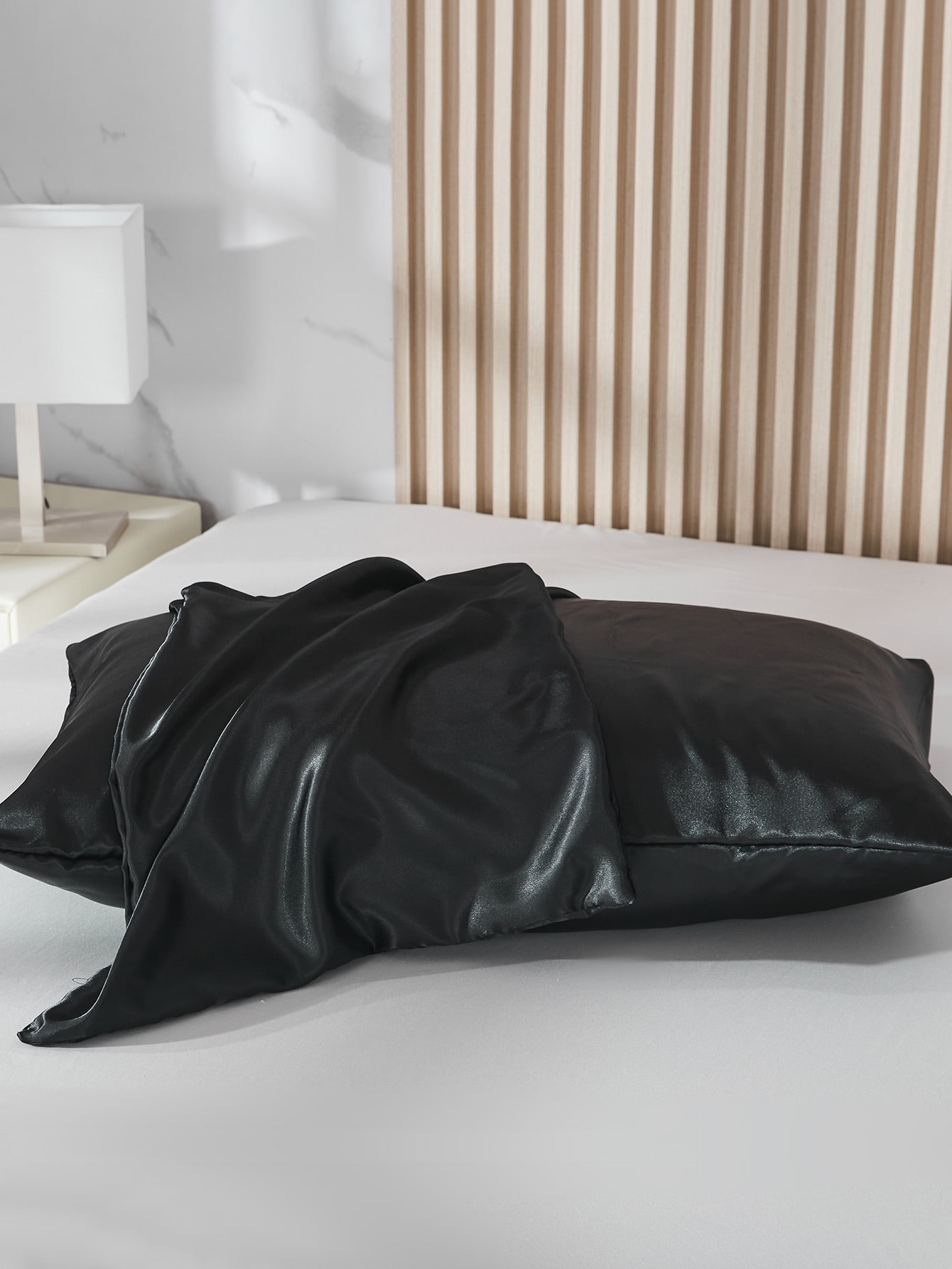 1pair Plain Satin Pillowcase Without Filler