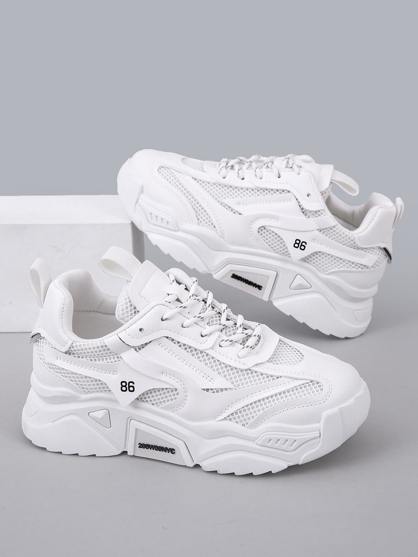 Letter Detail Lace-up Front Chunky Sneakers