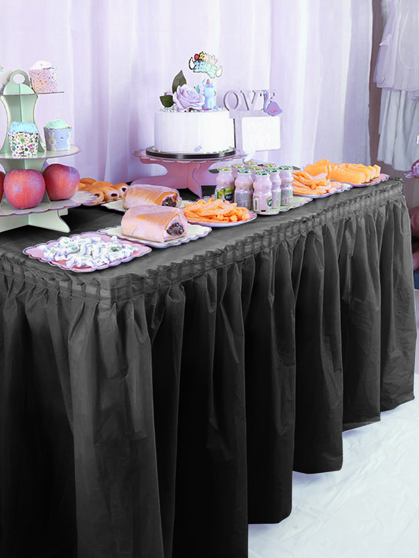 1pc Plain Disposable Tablecloth Skirt