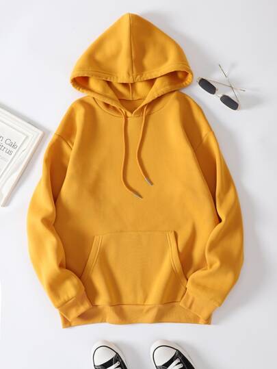 Solid Thermal Lined Hooded Sweatshirt