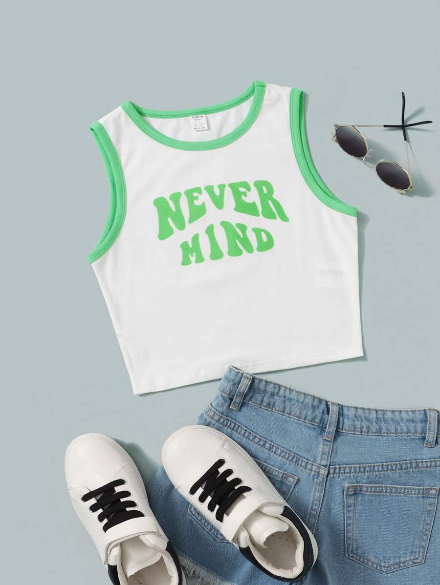 SHEIN Top z kontrastową lamówką i ze sloganem