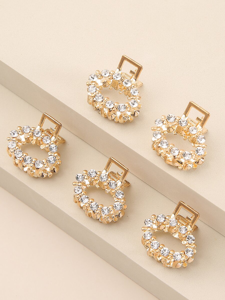 5pcs Rhinestone Decor Hair Claw Party,Hair Accessories,Claw Clips,Hair Jaw Clip,Hair Clutch