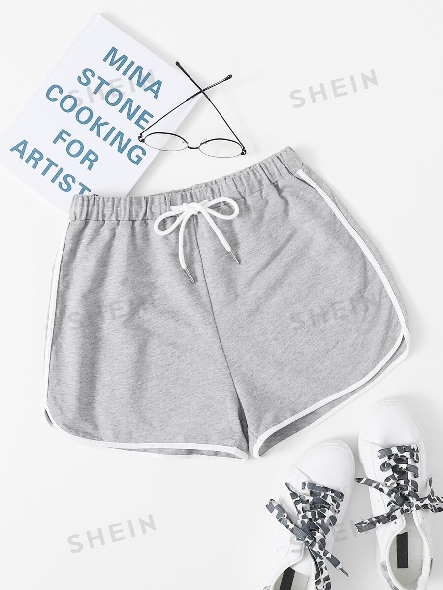 SHEIN EZwear Pantaloni scurți cu delfin cu șnur cu legare în contrast