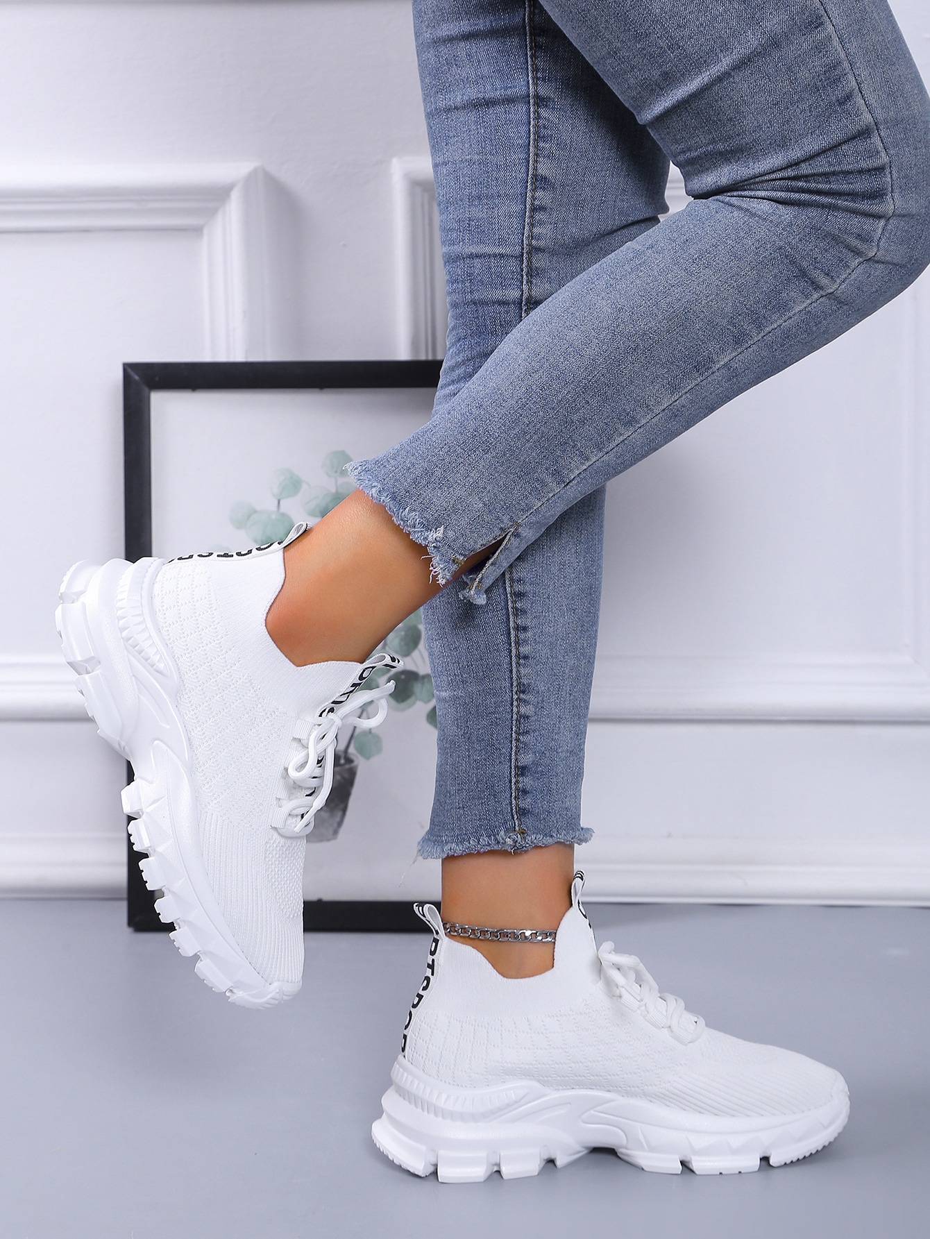 Letter Tape Decor Running Shoes