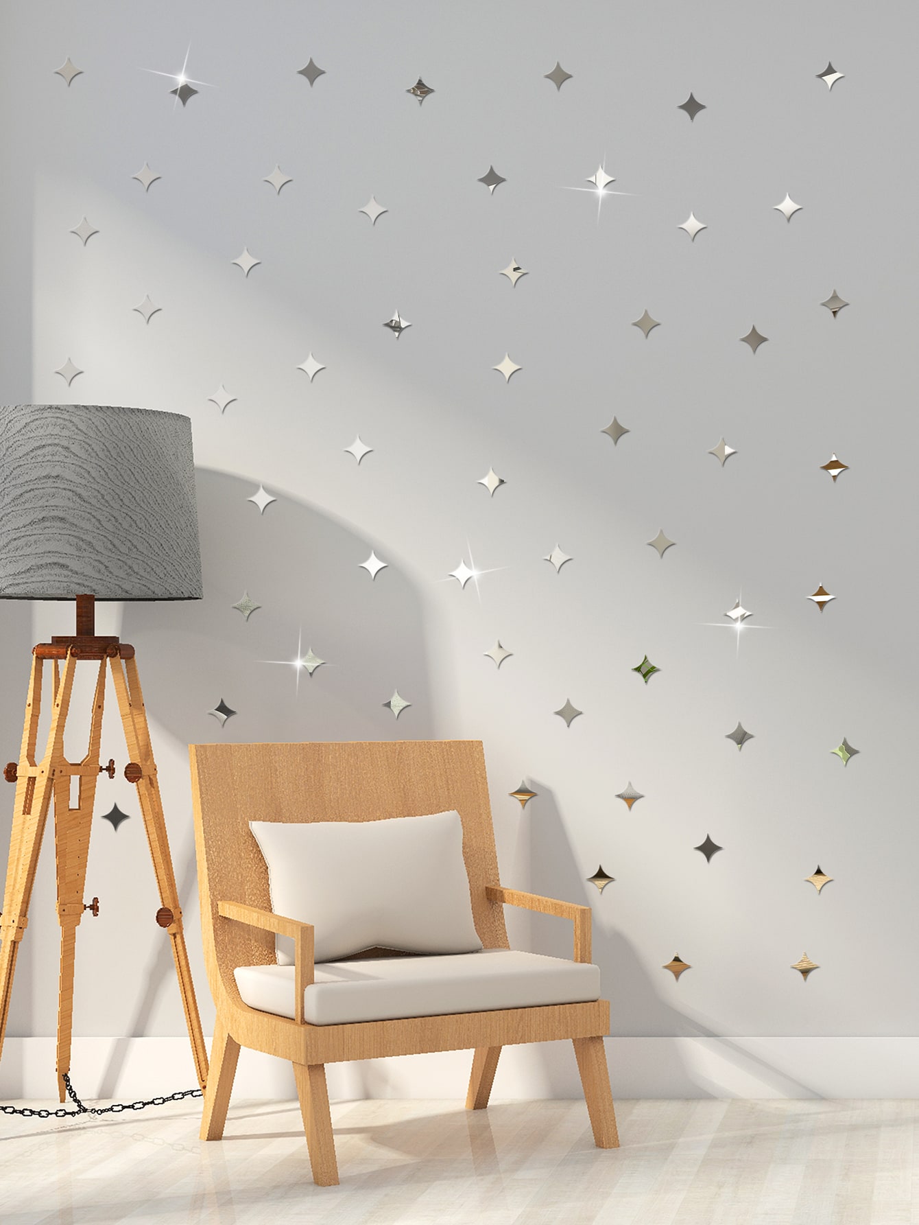 50pcs Rhombus Mirror Wall Sticker