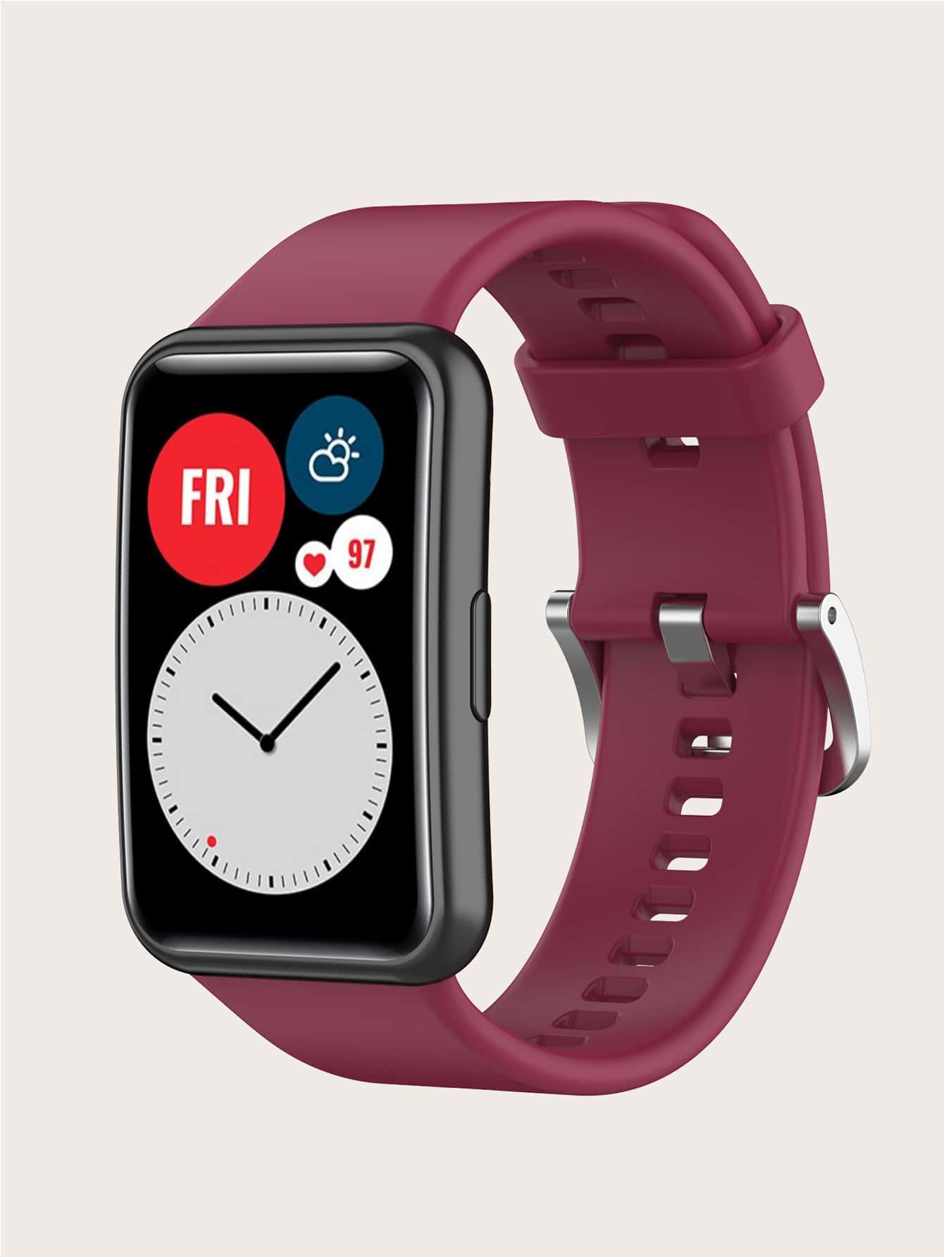 Watch Fit Solid Color Silicone Watch Band With Tool, Burgundy