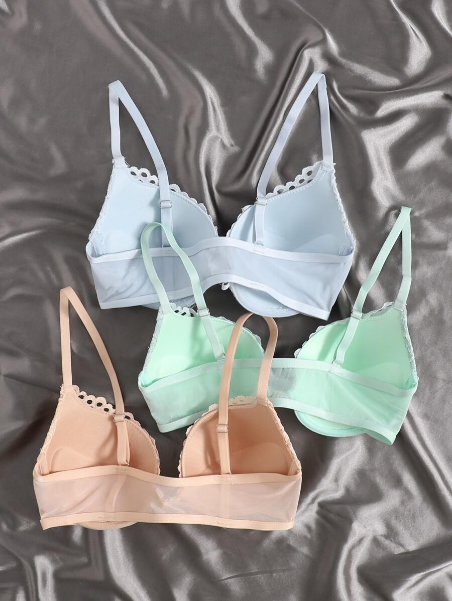 Shein Underwear Sleepwear Basics Pack Contrast Lace Underwire Bra Set Lingerie Shein Uk