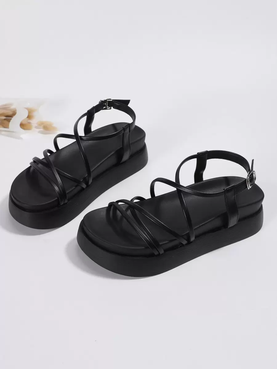Modische Plateau-Sandalen für Damen, Keilabsatz mit dicker wasserfester Sohle, Strandpantoffeln mit doppelter Sohle, stilvolle Outdoor-Schleifen-Pantoffeln in Schwarz