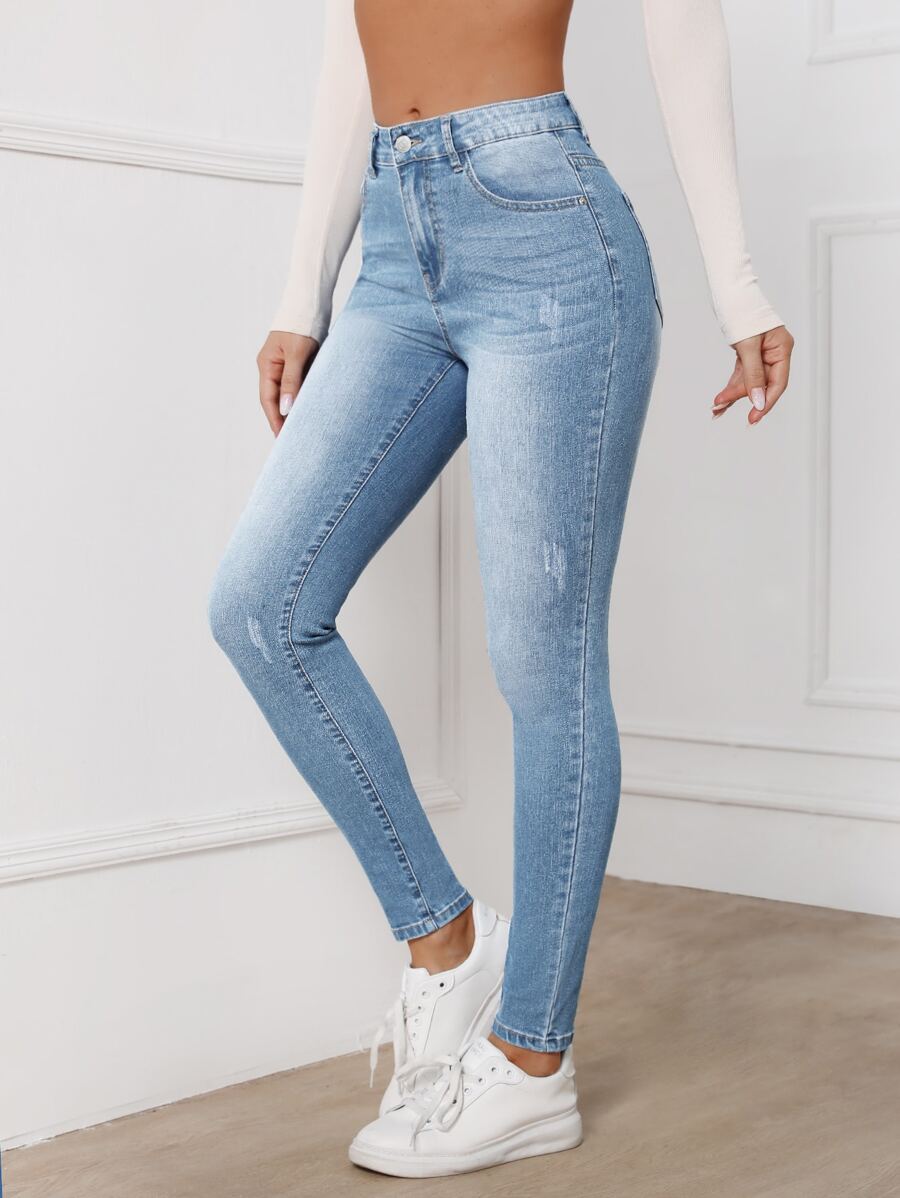 SHEIN Essnce Jean skinny taille haute zippé