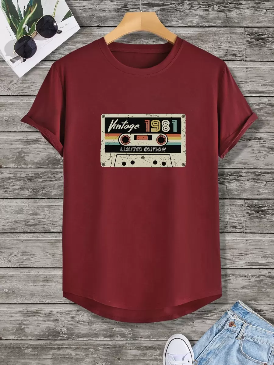 Manfinity Homme Hombres Camiseta con estampado de letra