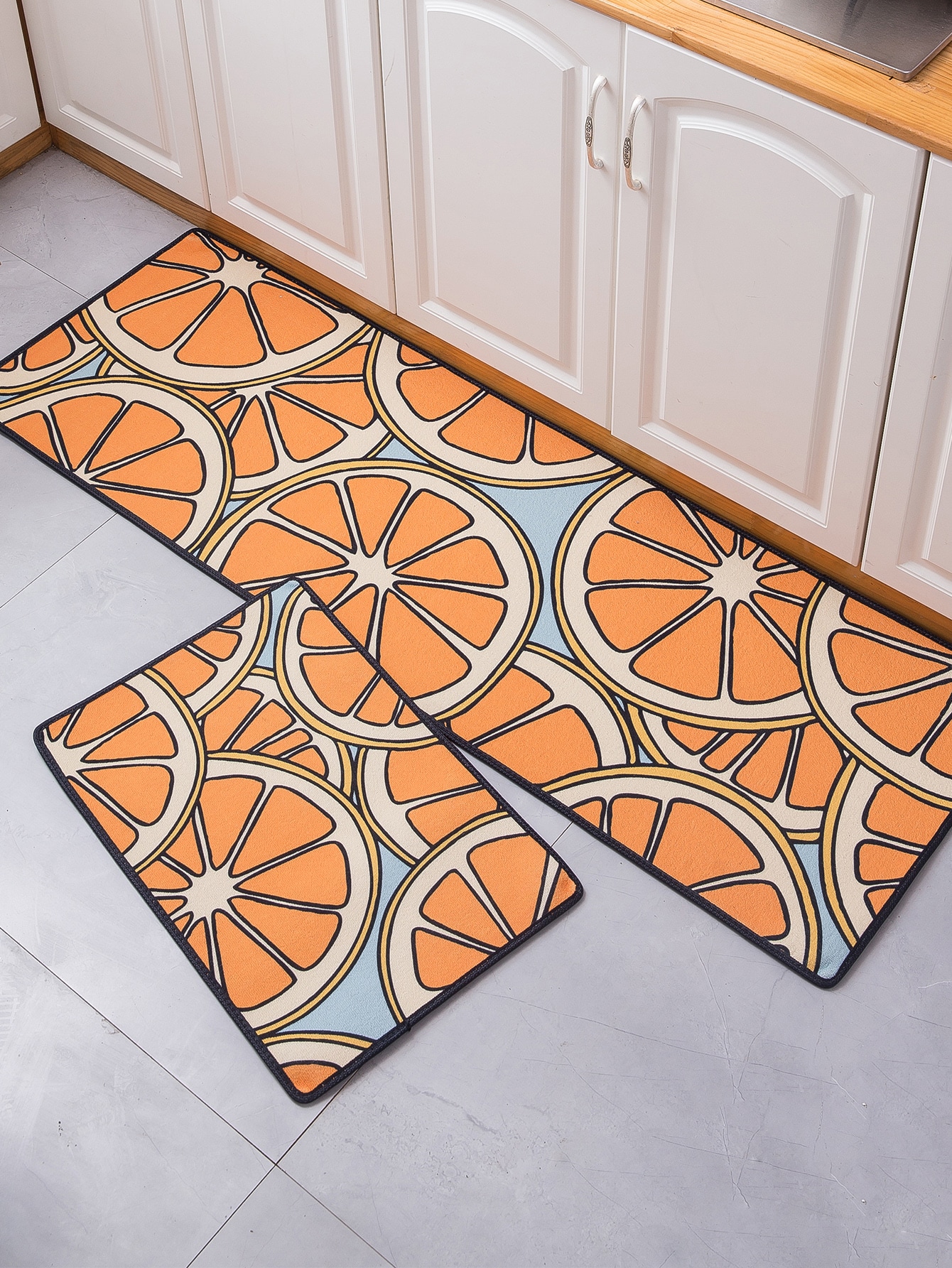 1pc Lemon Print Kitchen Rug