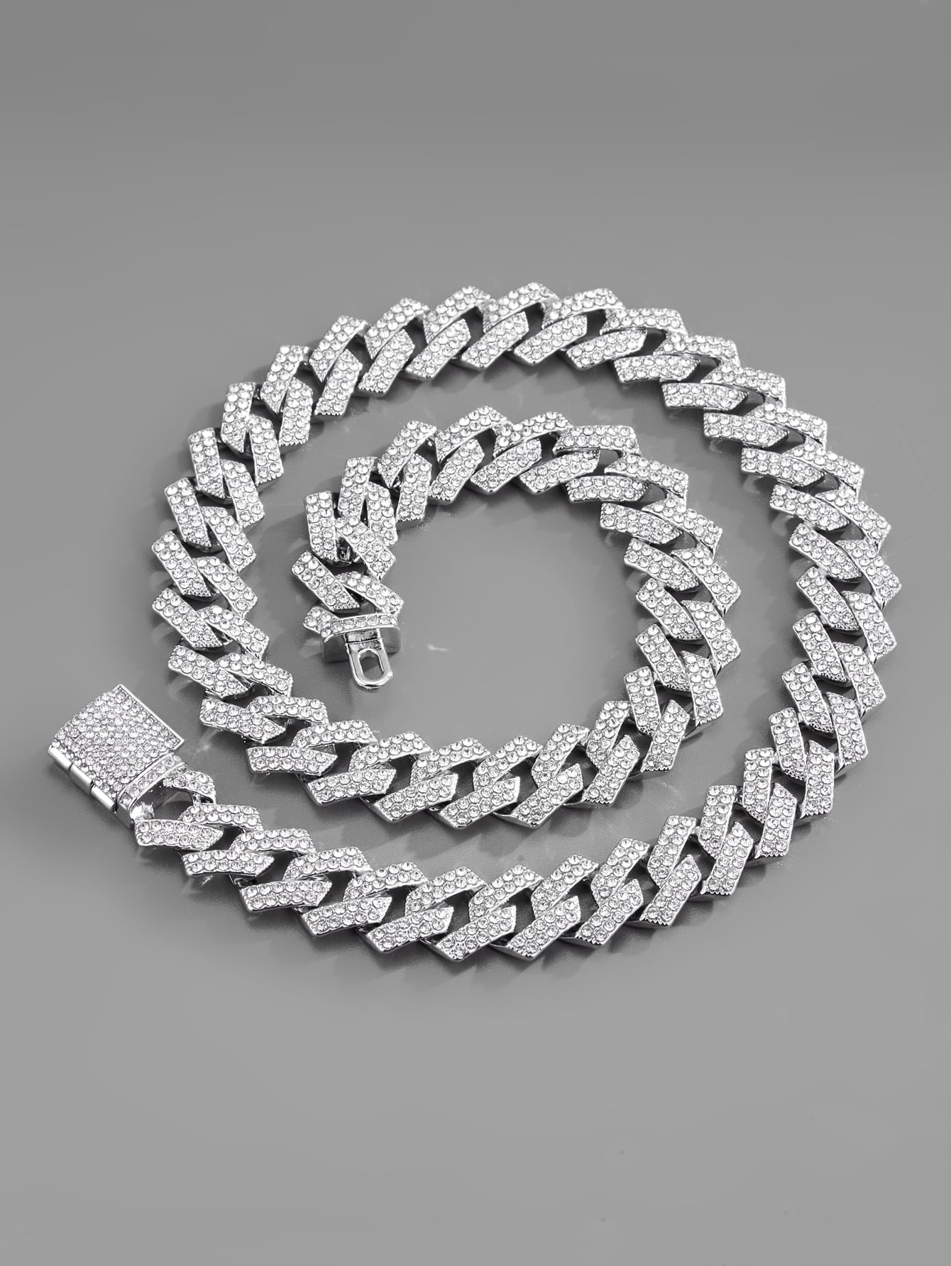 Men Rhinestone Decor Necklace