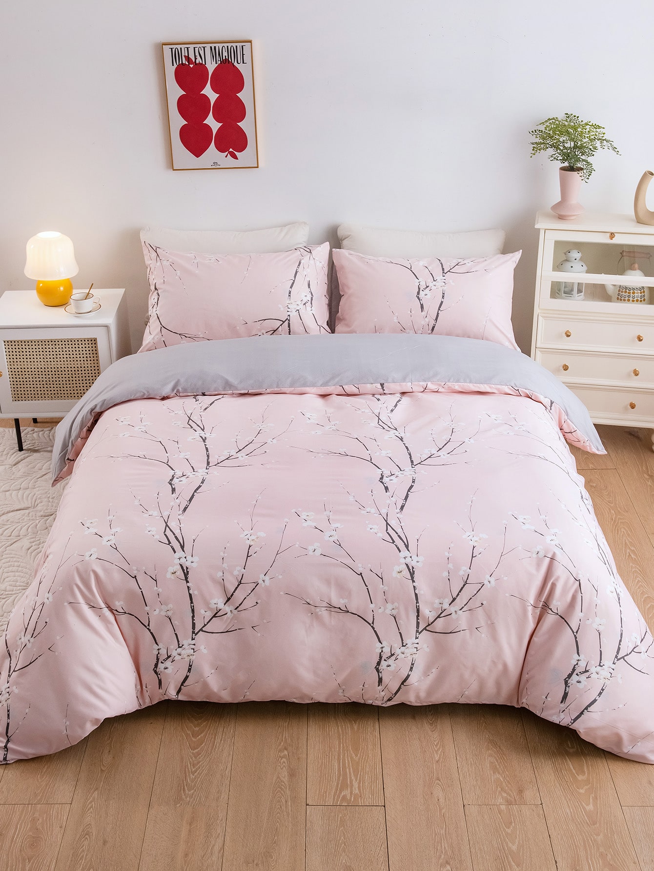 Cherry Blossom Pattern Duvet Cover Set Without Filler