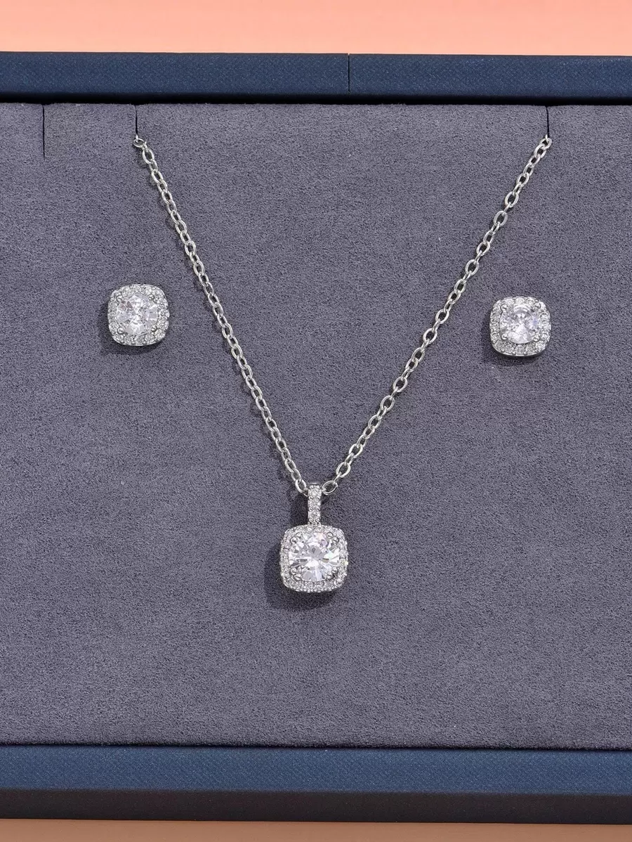 S0300 3 Stücke Kubischem Zirkonia Dekor, Schmuck Set, Kupfer Schmuck