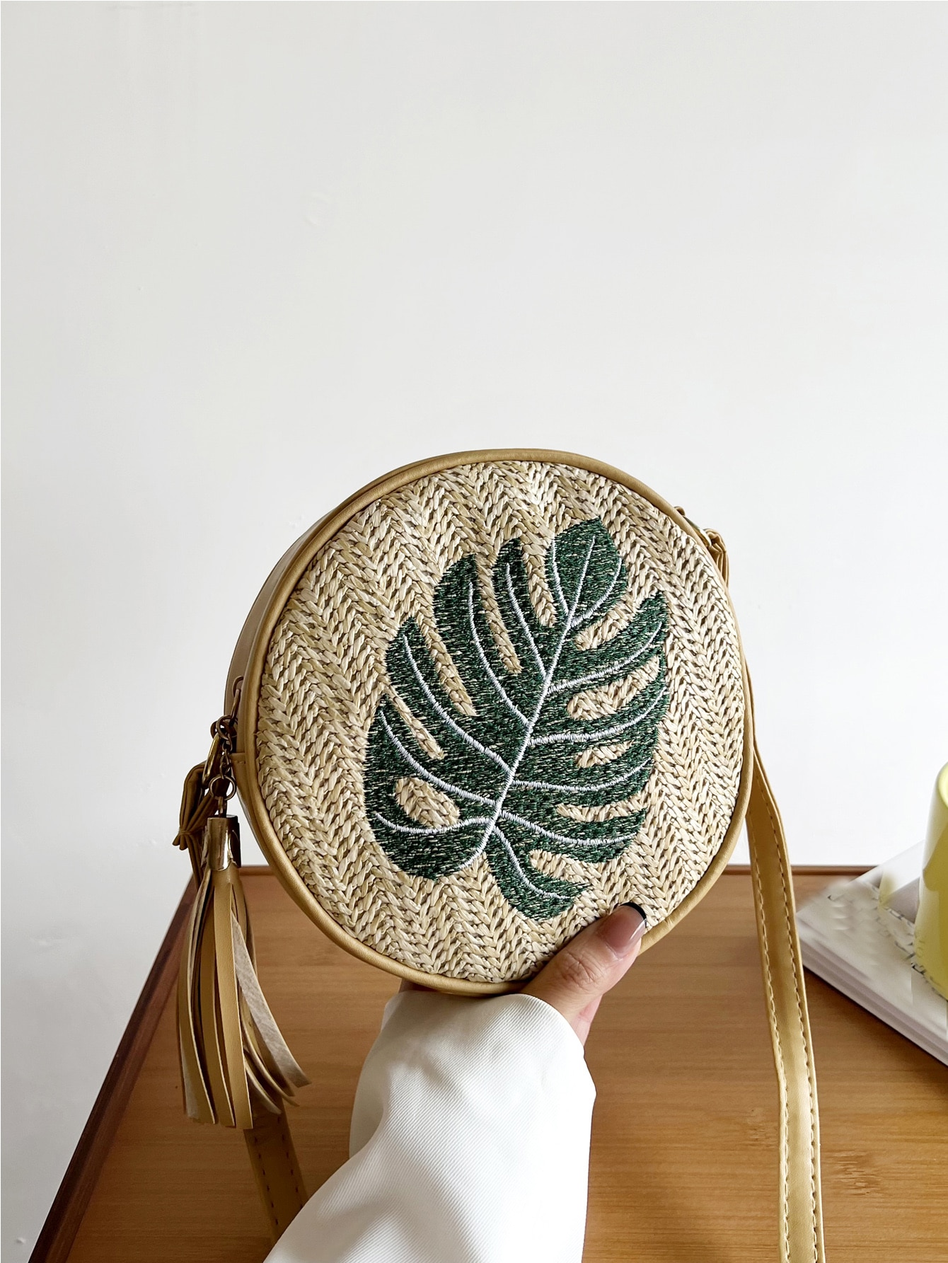 Tropical Embroidery Straw Bag