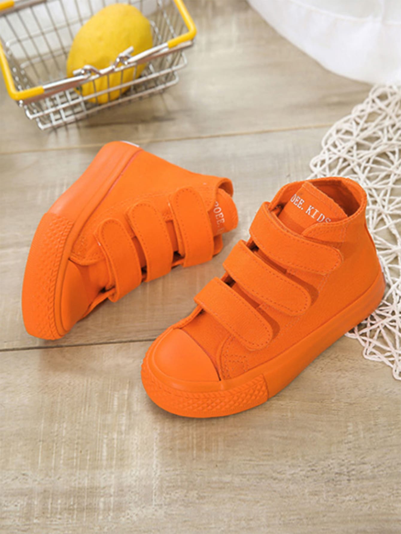 Girls Hook-and-loop Fastener Canvas Sneakers