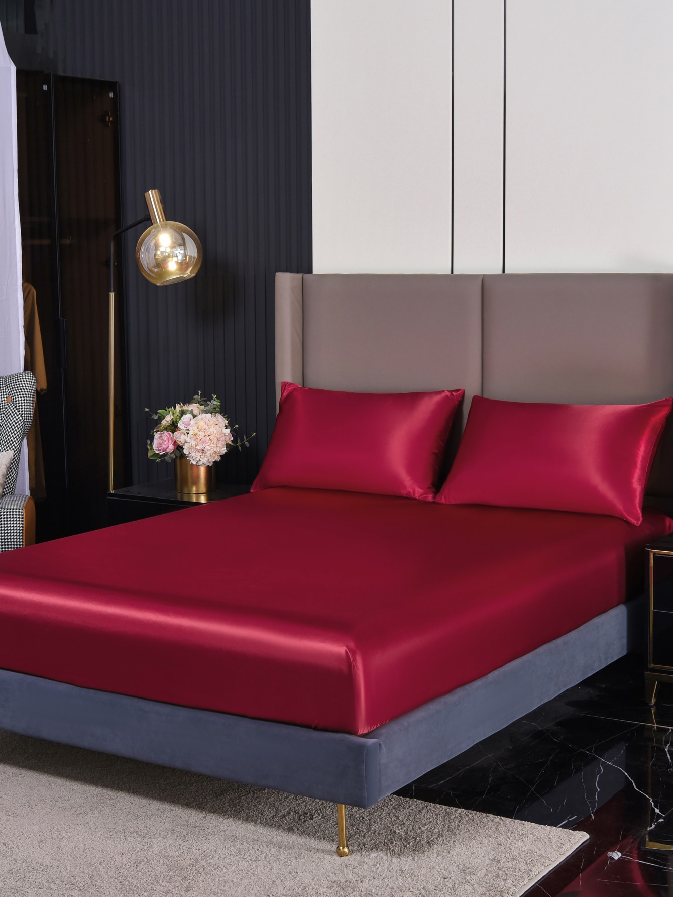 Plain Satin Fitted Sheet Set Without Filler