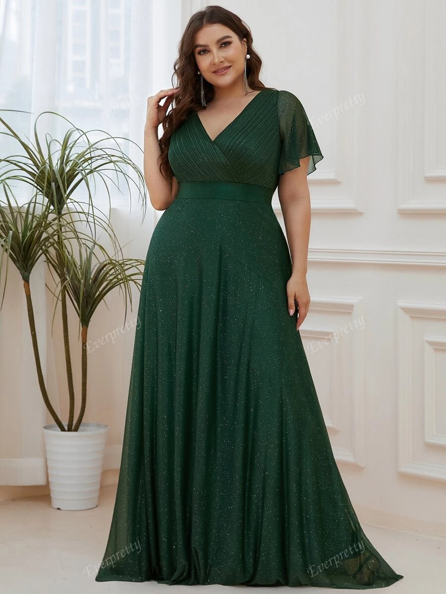 Plus Ruched Bust Chiffon Prom Elegant Bridesmaid Dress