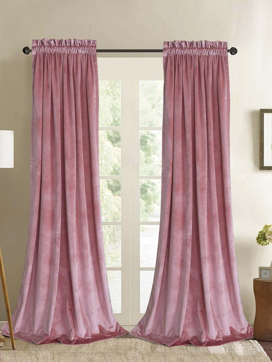 1 pieza Cortina de terciopelo de varios colores, moderna y minimalista, para la sala de estar y el dormitorio, decoración del hogar, bolsillo de varilla