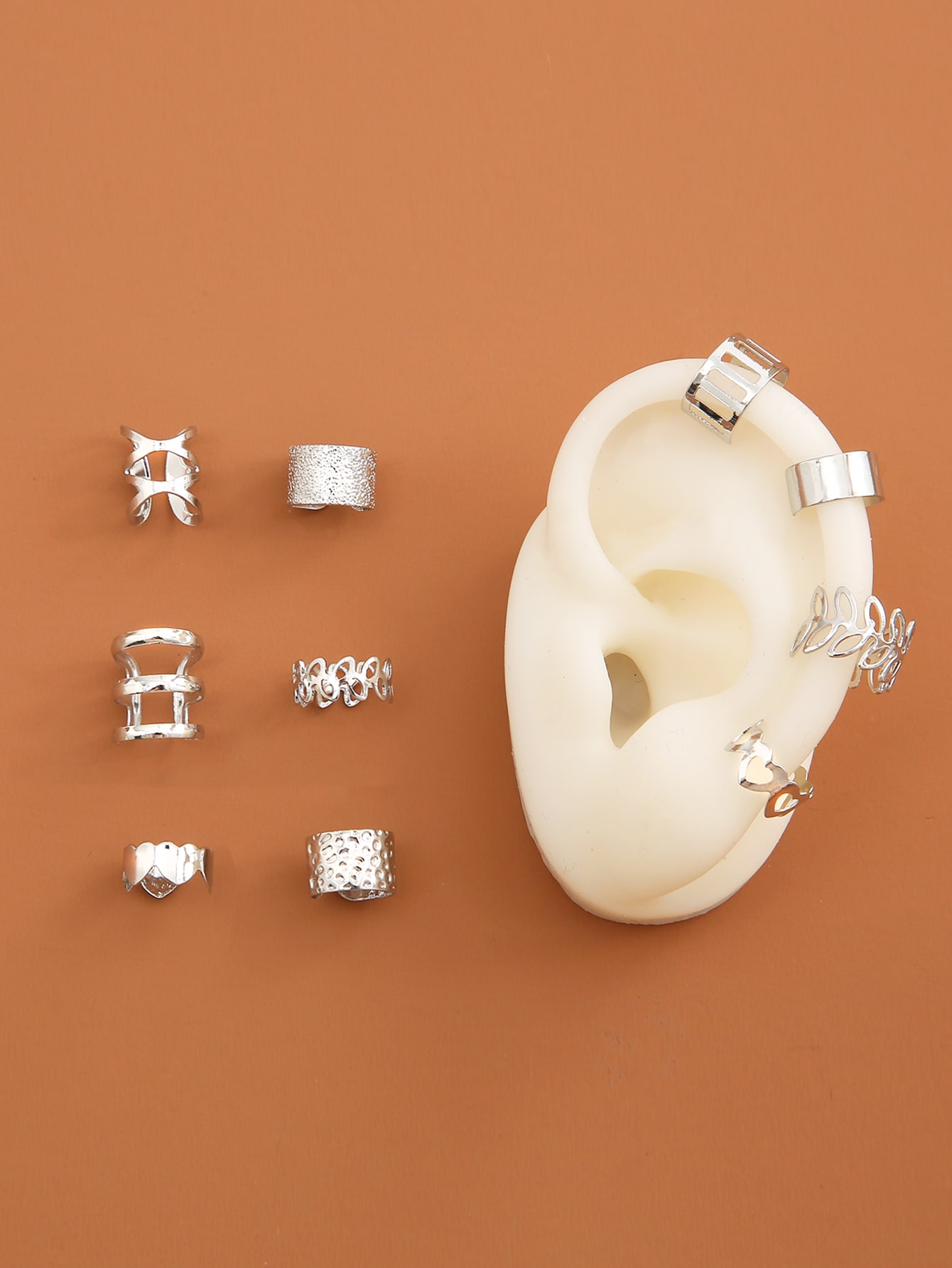 10pcs Leaf Detail Ear Cuffs