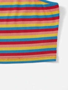 Rainbow Striped Asymmetrical Hem Top