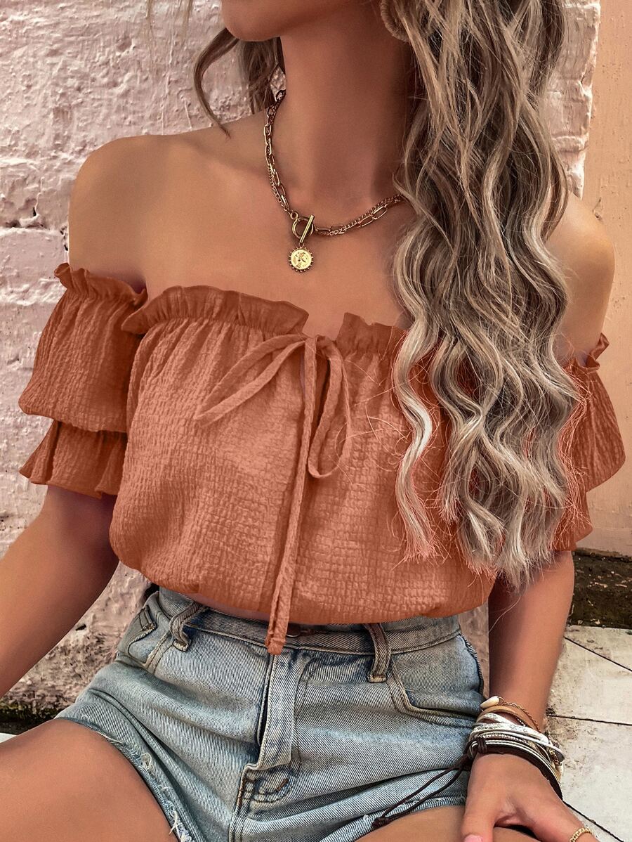 Off The Shoulder Frilled Blouse