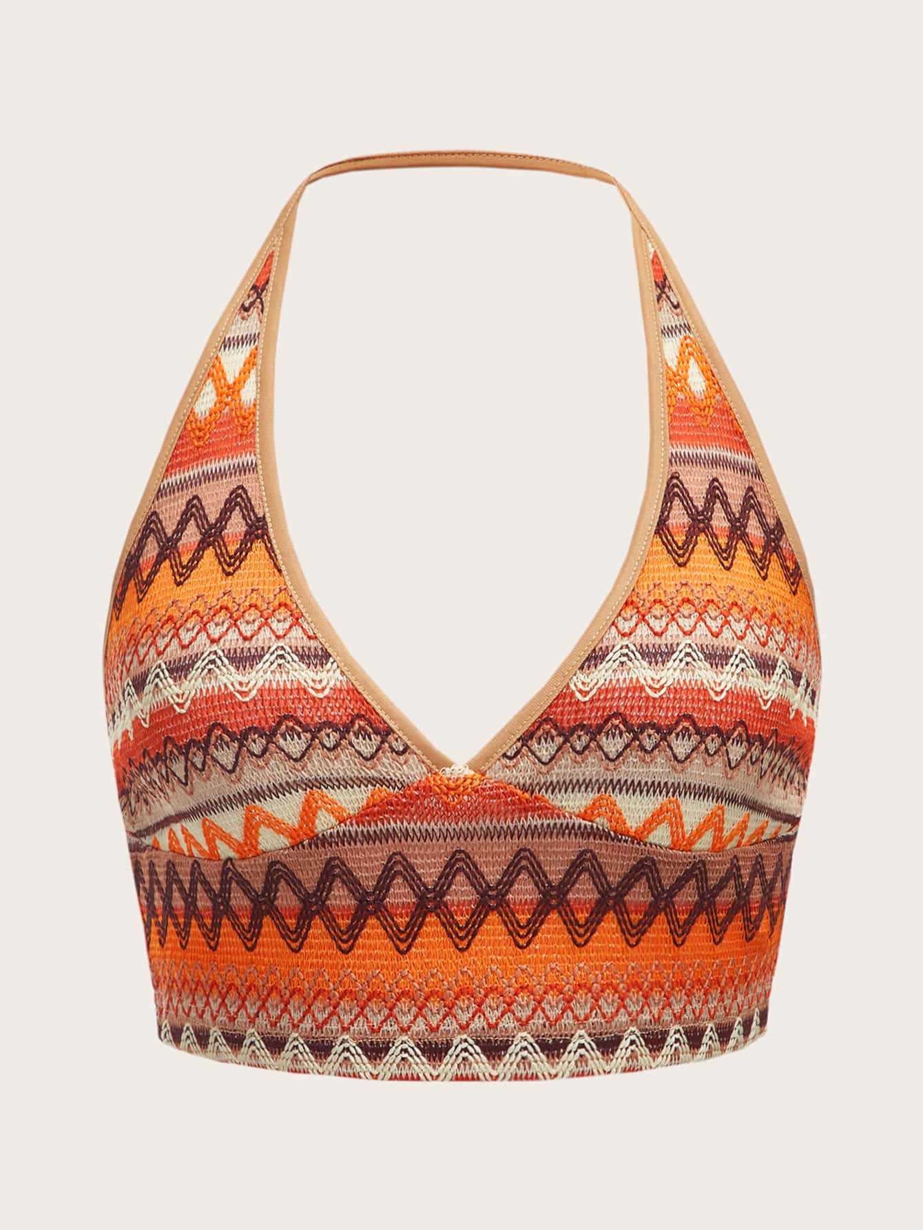 SHEIN Chevron Print Backless Halter Top