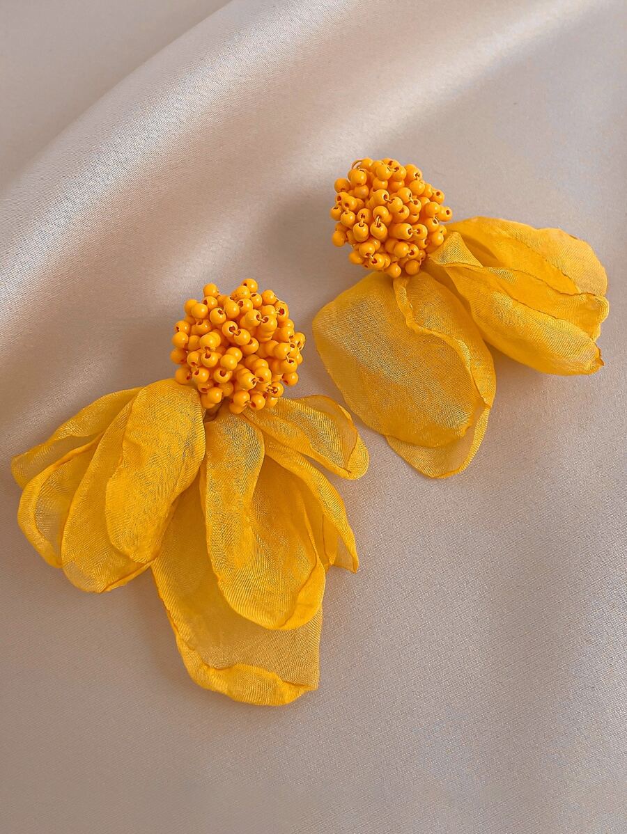 Andkiss Bead Decor Flower Drop Earrings Valentines,Mom,Mother,Mother's Day,Gift