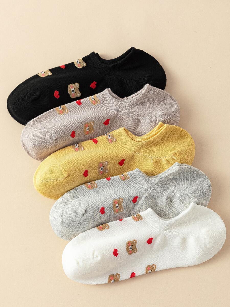 5 pares de calcetines invisibles con gráficos de dibujos animados