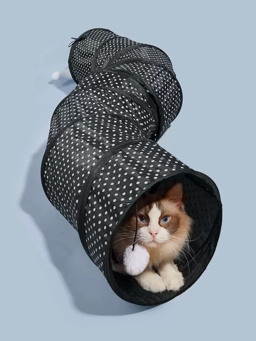 1 Pièce Jouet Pour Chat En Forme De Tunnel En S Imprimé, Adapté Aux Petits Et Moyens Animaux Domestiques