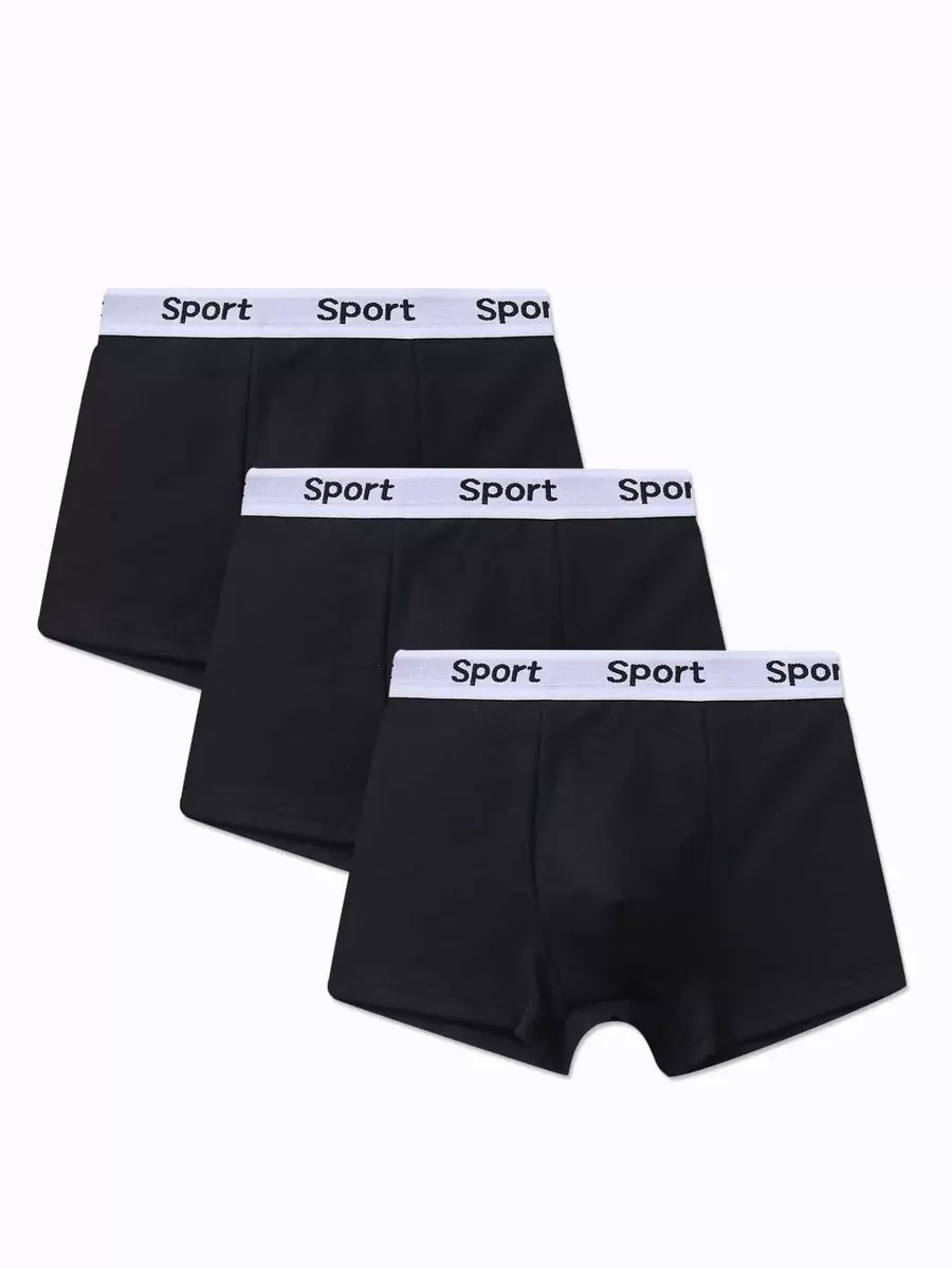 Set de 3 boxers bríef para niño preadolescente con cinta con letras en la cintura