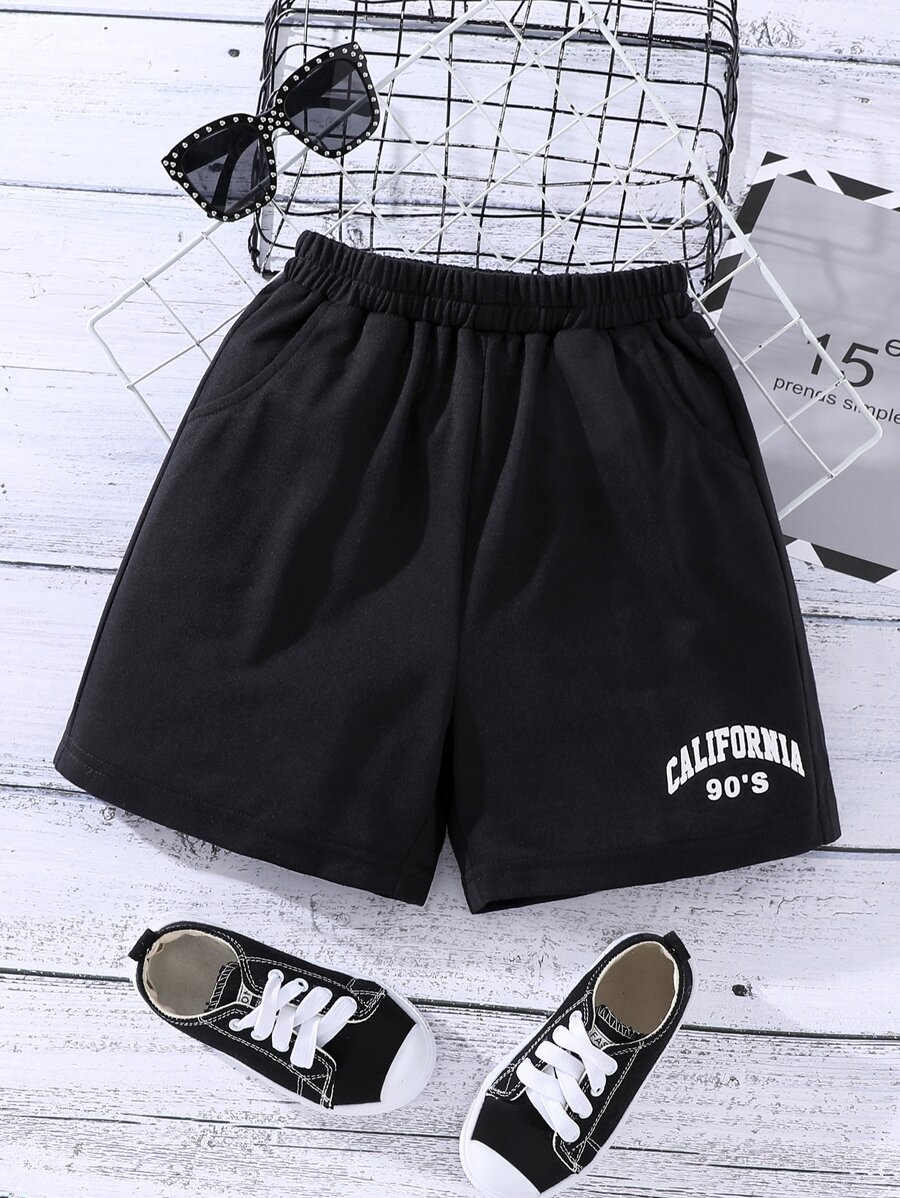 SHEIN Casual Tekst Meisje short Zak