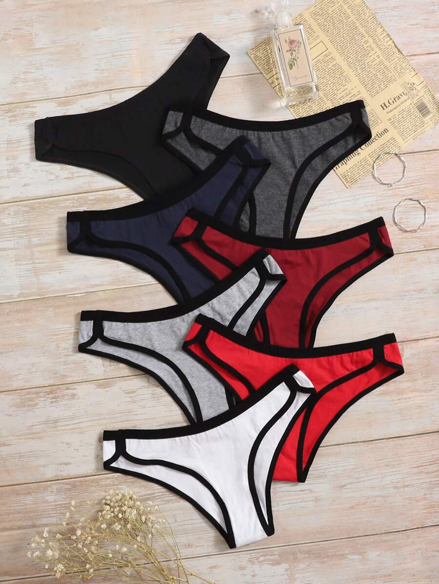 Shein Underwear&Sleepwear Basics Paquete de 7 Ropa interior deportiva con banda de contraste