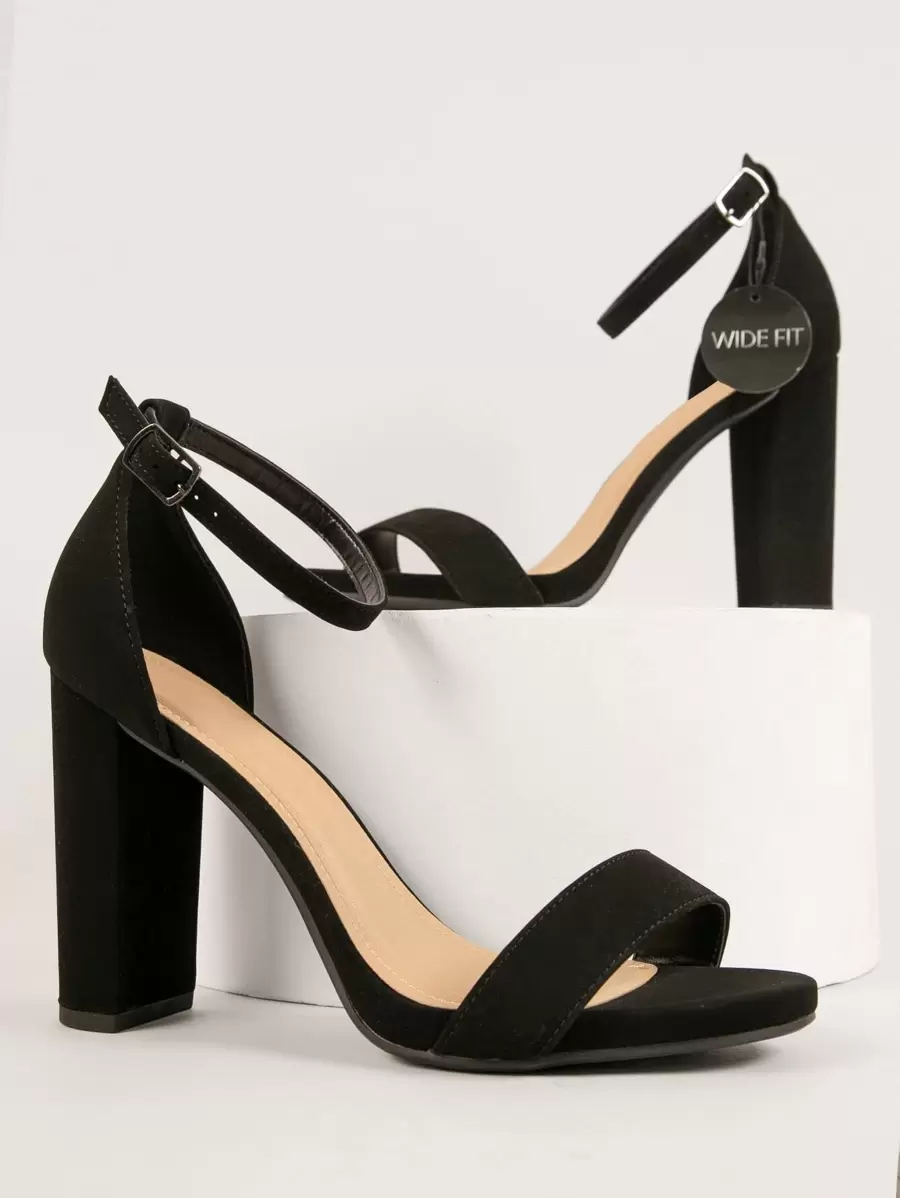 SHUZIA Sandales élégantes à bride de cheville noires pour femmes, sandales à talons épais avec boucle, vibe de vacances de Noël, de Nouvel An et de Saint-Valentin, chaussures d'été pour la Saint-Valentin