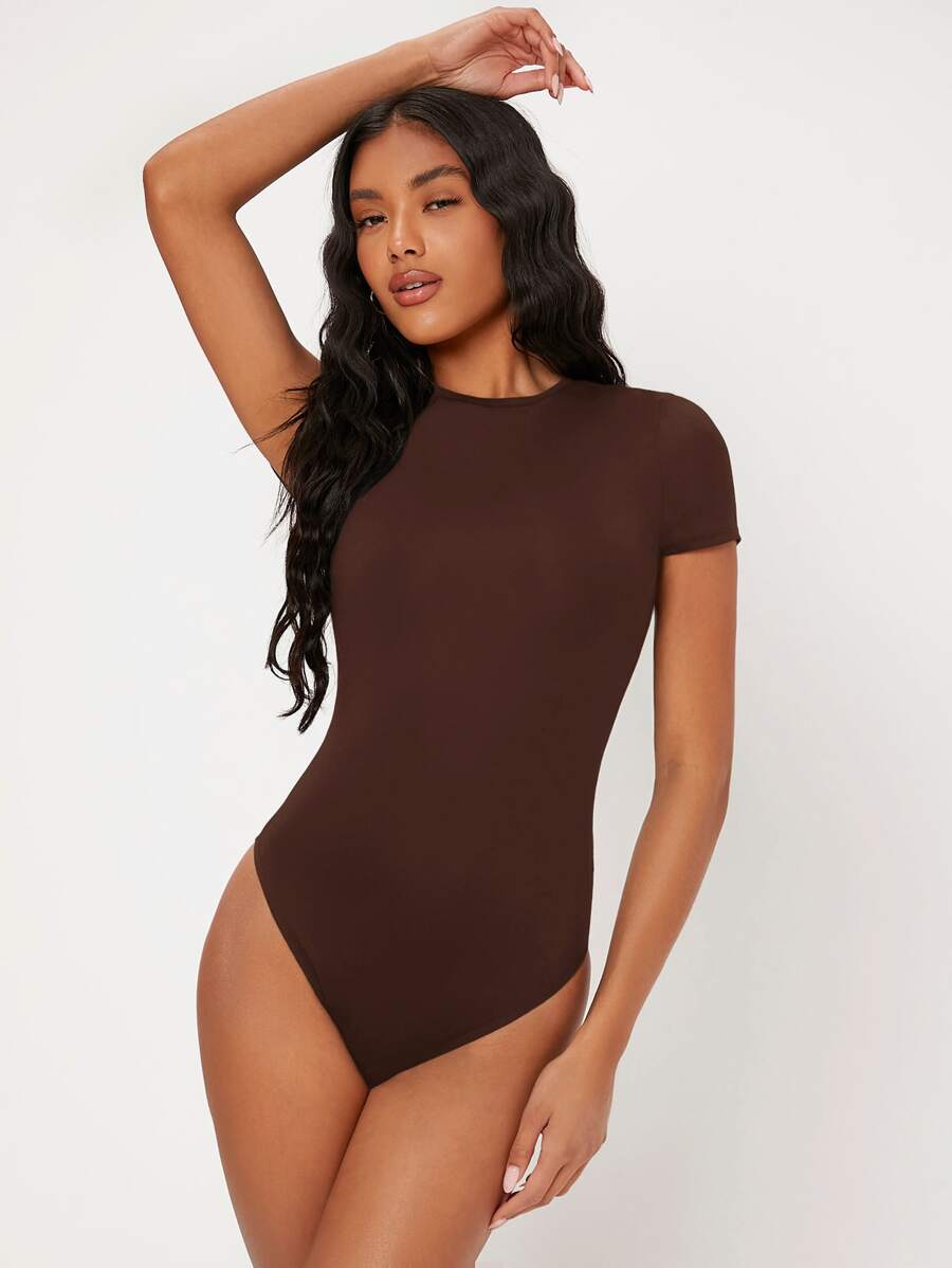 SHEIN BASICS 1pc Solid Slim Fit Bodysuit