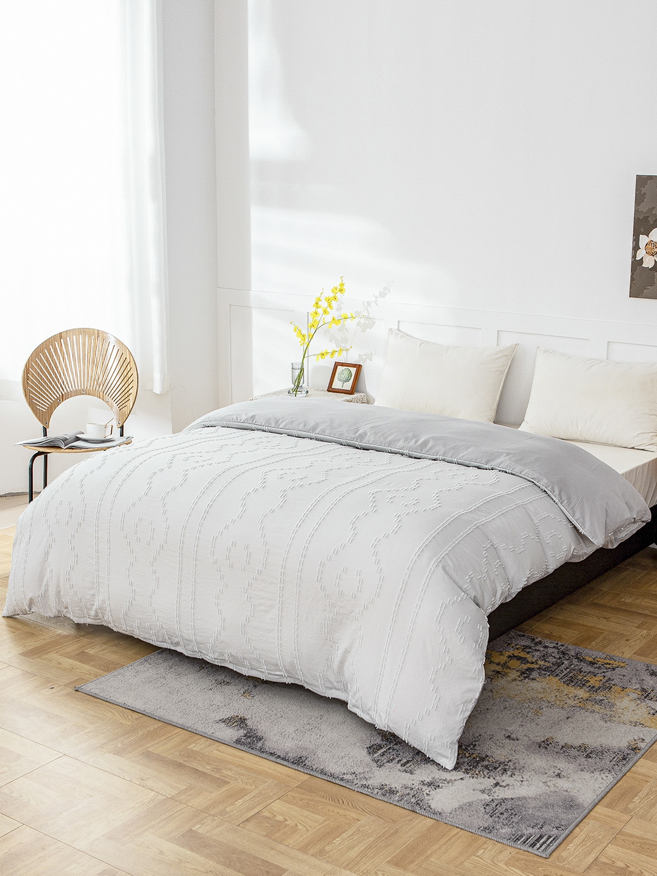Tufted Geometric Duvet Cover Without Filler