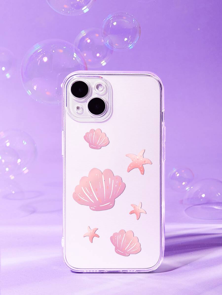 Doorzichtig telefoonhoesje met schelp en zeesterpatroon