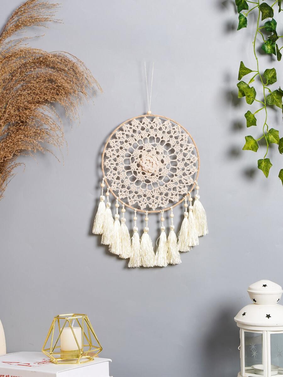 1 pièce Décoration murale avec franges, suspension murale macramé en tissu tissé de style bohème, pour la décoration de la maison, de la pièce, du mur
