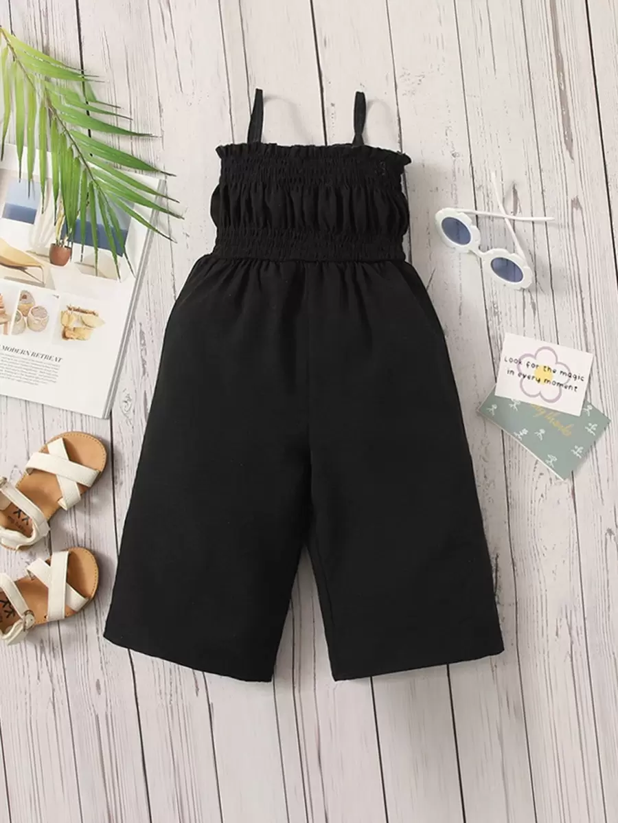 SHEIN Babymeisje Shirred frill Trimmen Cami-jumpsuit